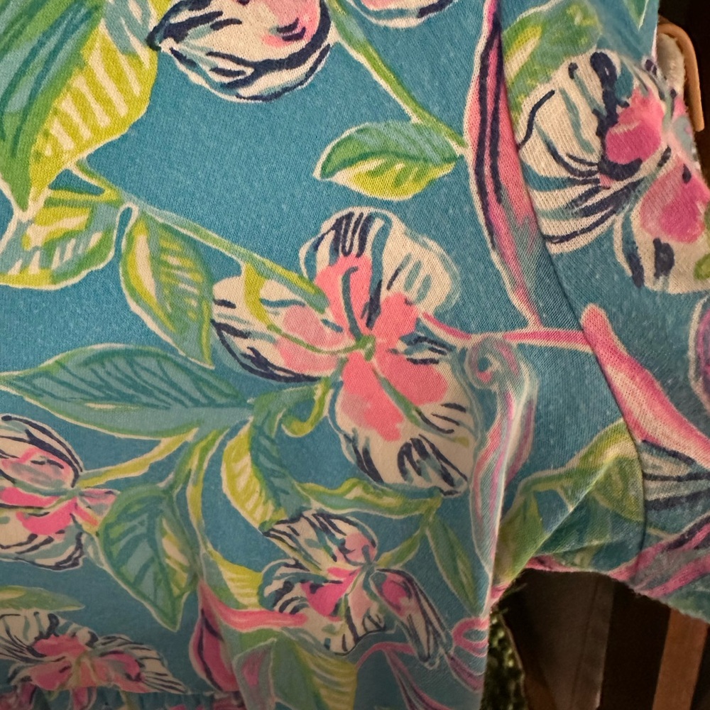 Lilly Pulitzer Long Sleeve Floral Dress in Blue and Pink - Picture 3 of 3